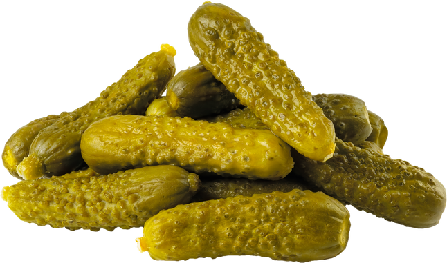 Pile of pickled gherkins cutout.